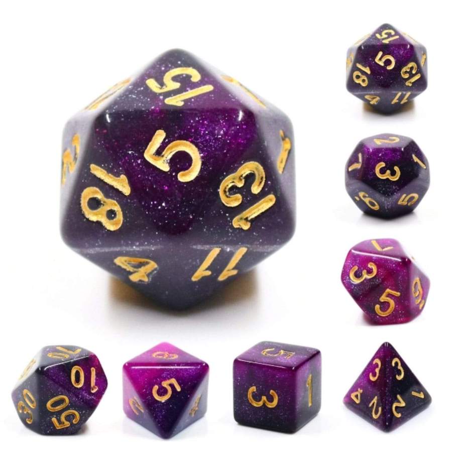 Black and Purple Galaxy RPG Dice Set | Gate City Games LLC