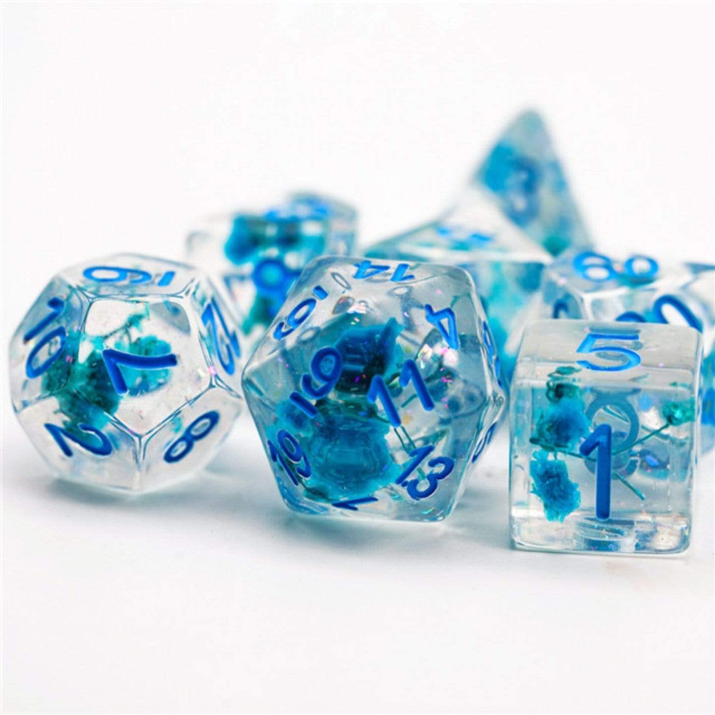 Blue Flowers RPG Dice Set | Gate City Games LLC