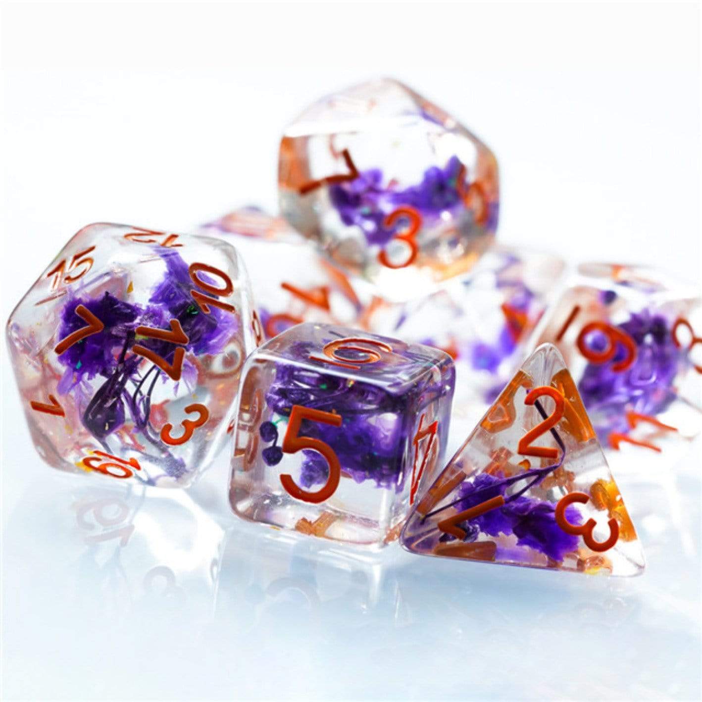 Purple Flowers RPG Dice Set | Gate City Games LLC