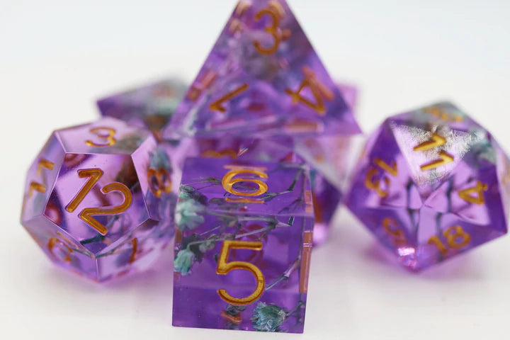 SHARP EDGE RESIN RPG DICE SET - CORNFLOWER | Gate City Games LLC