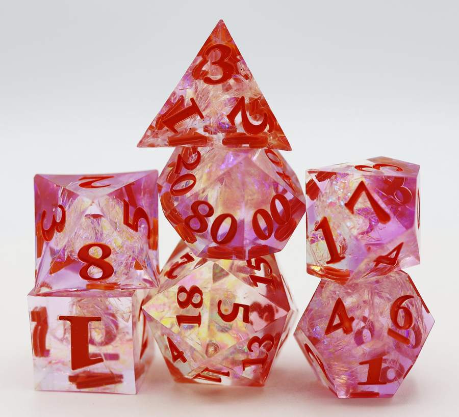 SHARP EDGE RESIN RPG DICE SET - WINTER BLOSSOM | Gate City Games LLC