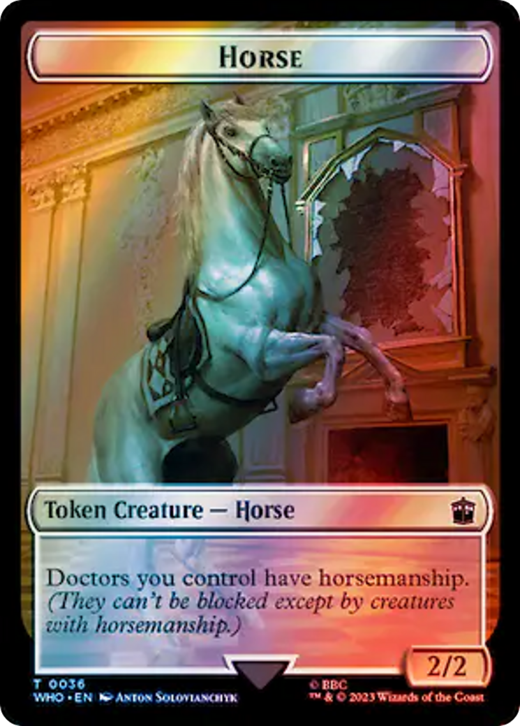 Horse // Clue (0053) Double-Sided Token (Surge Foil) [Doctor Who Tokens] | Gate City Games LLC