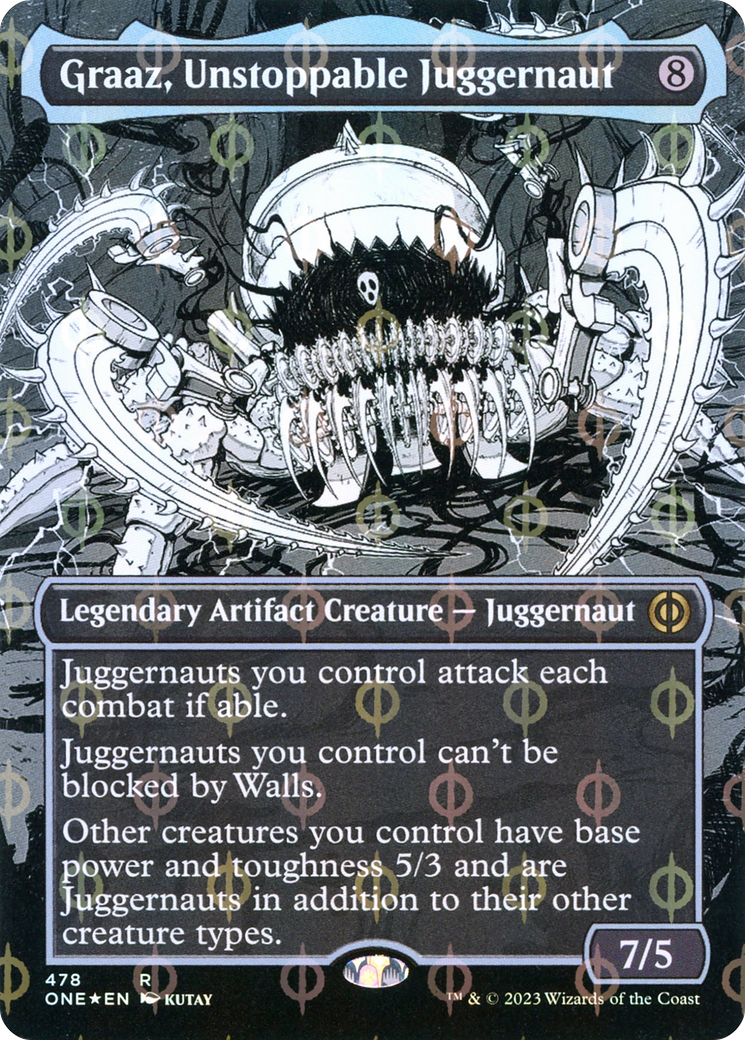 Graaz, Unstoppable Juggernaut (Borderless Manga Step-and-Compleat Foil) [Phyrexia: All Will Be One] | Gate City Games LLC