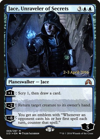 Jace, Unraveler of Secrets [Shadows over Innistrad Promos] | Gate City Games LLC