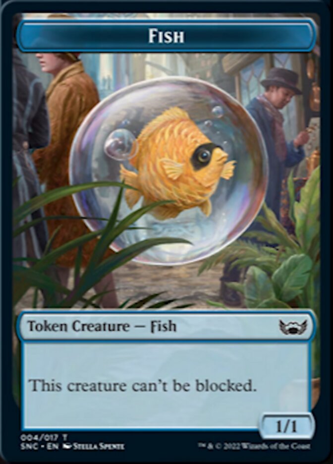 Fish // Spirit Double-sided Token [Streets of New Capenna Tokens] | Gate City Games LLC