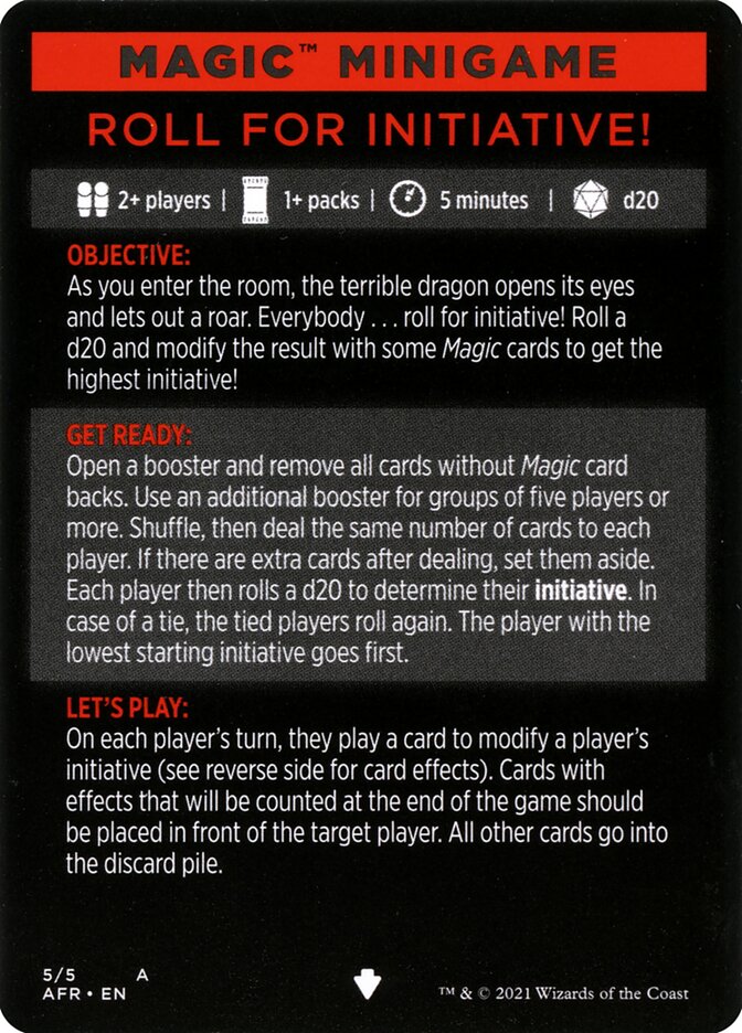 Roll for Initiative (Magic Minigame) [Dungeons & Dragons: Adventures in the Forgotten Realms Minigame] | Gate City Games LLC