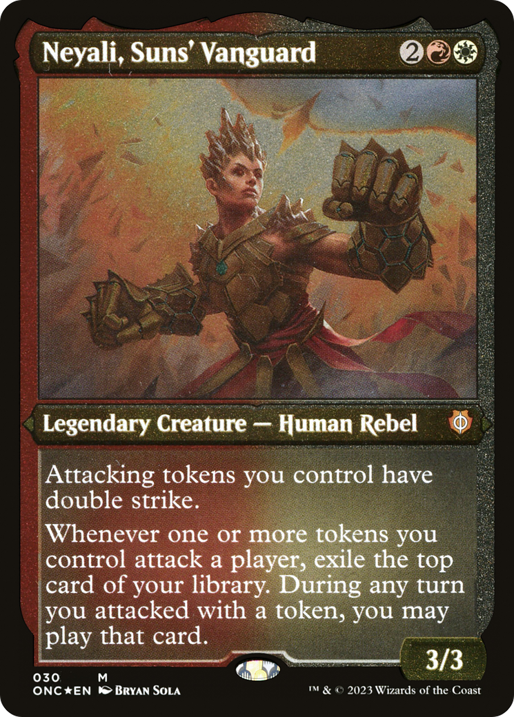 Neyali, Suns' Vanguard (Foil Etched) (Display Commander) [Phyrexia: All Will Be One Commander] | Gate City Games LLC