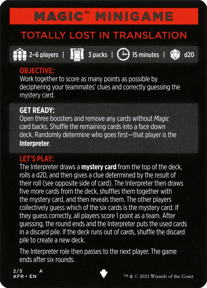 Totally Lost in Translation (Magic Minigame) [Dungeons & Dragons: Adventures in the Forgotten Realms Minigame] | Gate City Games LLC