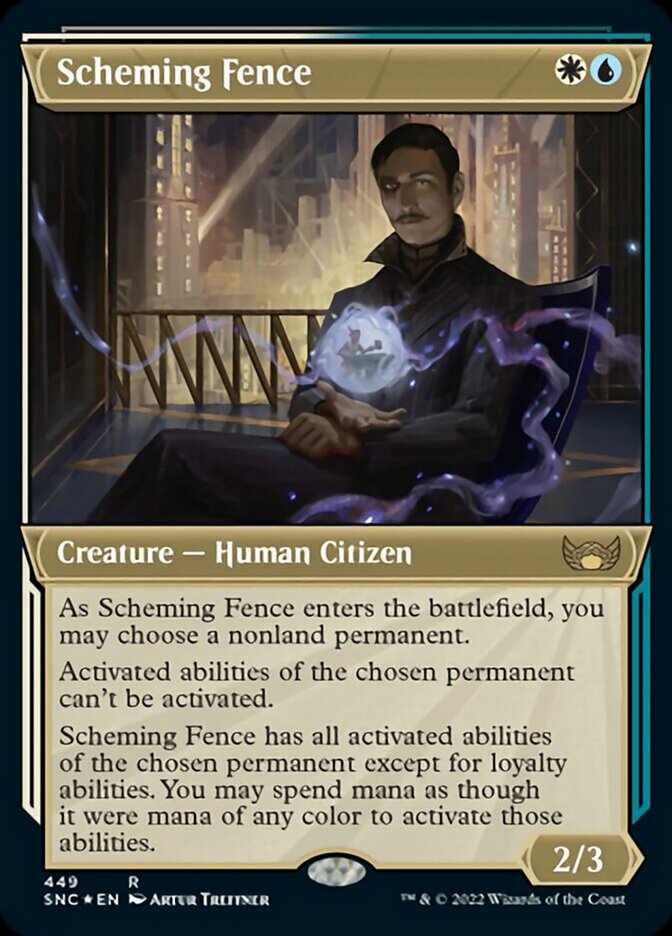 Scheming Fence (Showcase Art Deco Foil Etched) [Streets of New Capenna] | Gate City Games LLC
