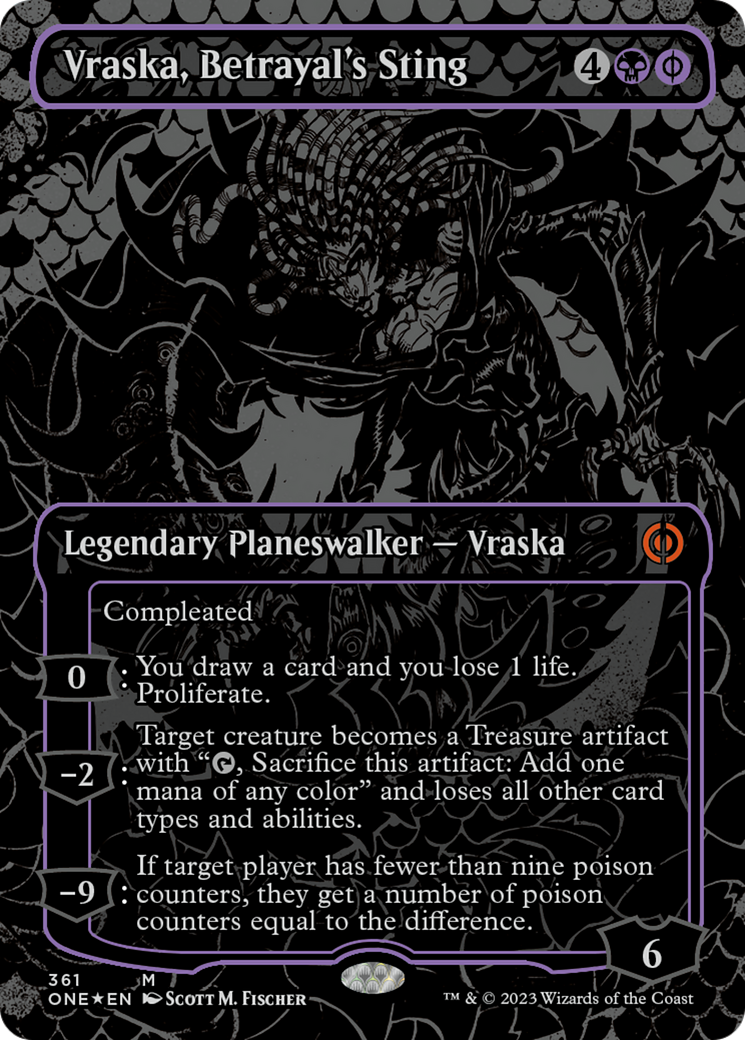 Vraska, Betrayal's Sting (Oil Slick Raised Foil) [Phyrexia: All Will Be One] | Gate City Games LLC