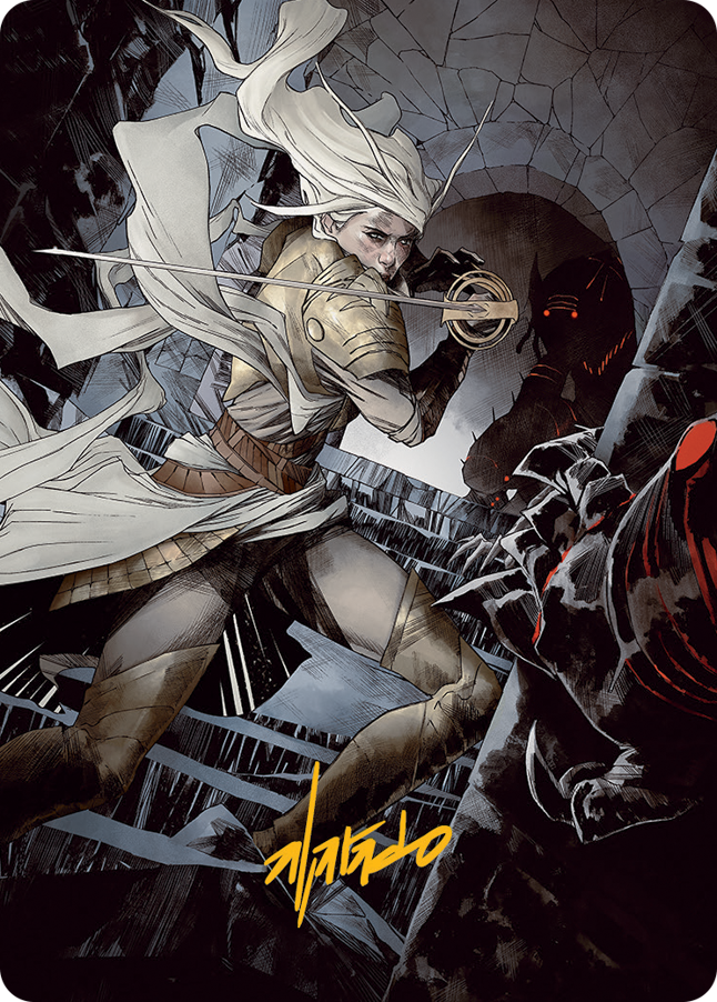Thalia, Guardian of Thraben Art Card (Gold-Stamped Signature) [March of the Machine Art Series] | Gate City Games LLC