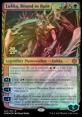 Lukka, Bound to Ruin [Phyrexia: All Will Be One Prerelease Promos] | Gate City Games LLC