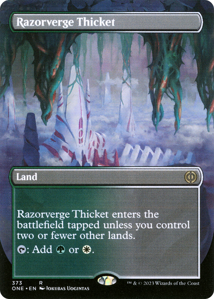 Razorverge Thicket (Borderless Alternate Art) [Phyrexia: All Will Be One] | Gate City Games LLC