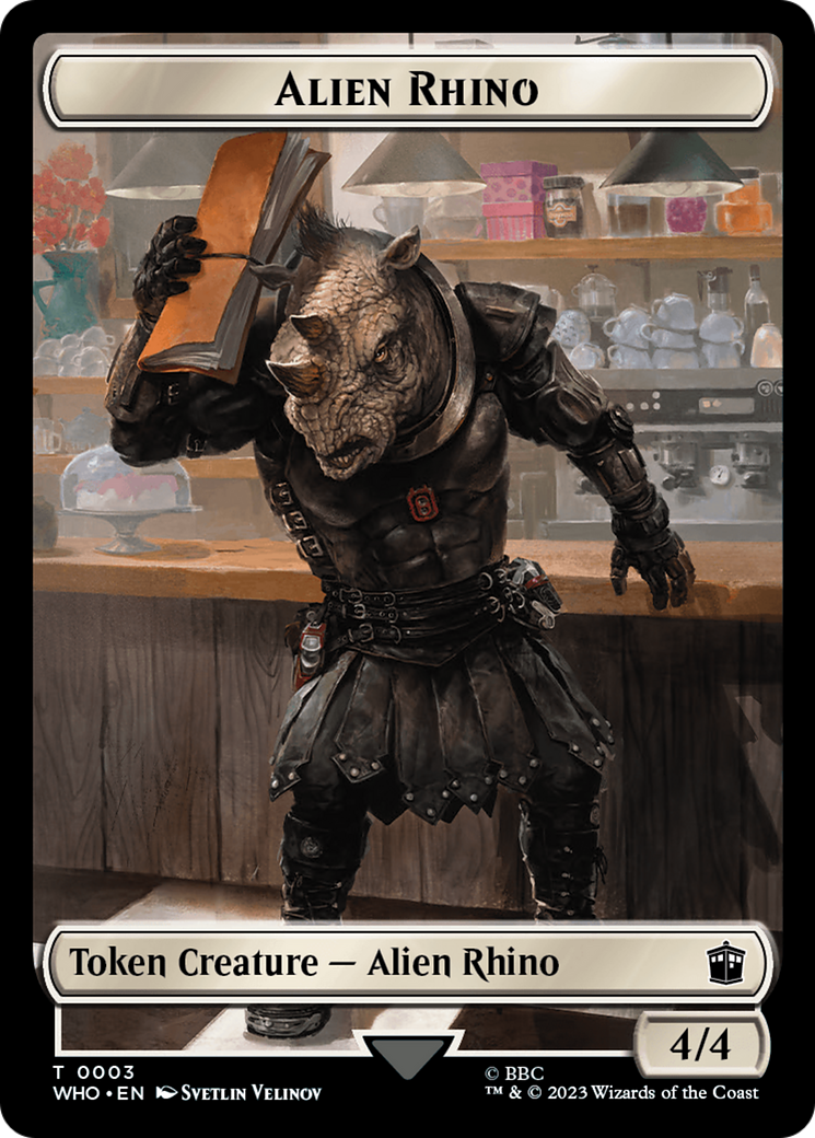 Alien Rhino // Clue (0021) Double-Sided Token [Doctor Who Tokens] | Gate City Games LLC