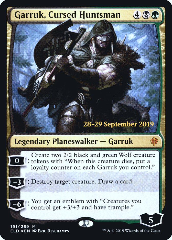 Garruk, Cursed Huntsman  [Throne of Eldraine Prerelease Promos] | Gate City Games LLC