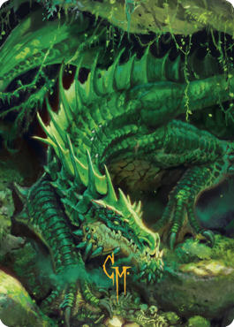 Lurking Green Dragon Art Card (Gold-Stamped Signature) [Commander Legends: Battle for Baldur's Gate Art Series] | Gate City Games LLC