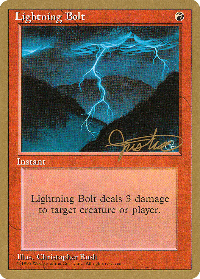 Lightning Bolt (Mark Justice) [Pro Tour Collector Set] | Gate City Games LLC