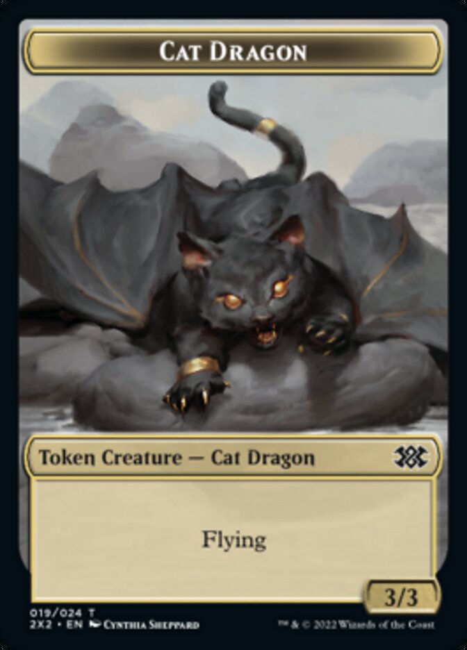 Cat Dragon // Monk Double-sided Token [Double Masters 2022 Tokens] | Gate City Games LLC