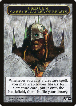 Emblem - Garruk, Caller of Beasts [Magic 2014 Tokens] | Gate City Games LLC