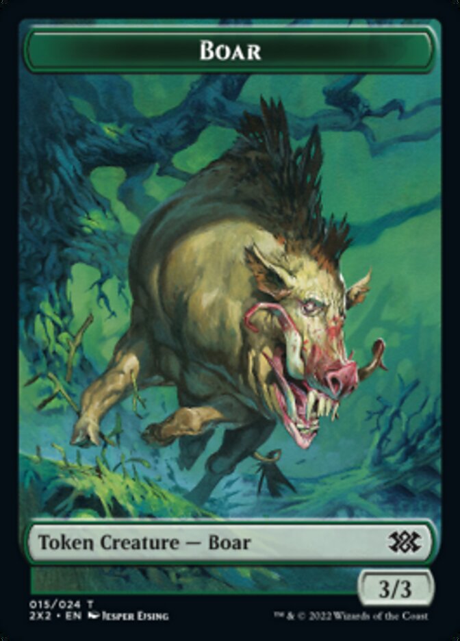 Boar // Monk Double-sided Token [Double Masters 2022 Tokens] | Gate City Games LLC