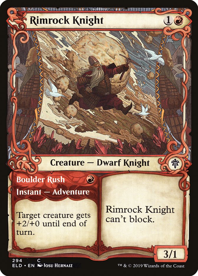 Rimrock Knight // Boulder Rush (Showcase) [Throne of Eldraine] | Gate City Games LLC