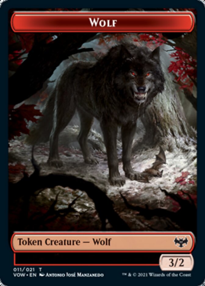 Wolf (011) // Wolf (014) Double-sided Token [Innistrad: Crimson Vow Tokens] | Gate City Games LLC