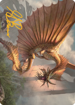 Ancient Gold Dragon Art Card (28) (Gold-Stamped Signature) [Commander Legends: Battle for Baldur's Gate Art Series] | Gate City Games LLC