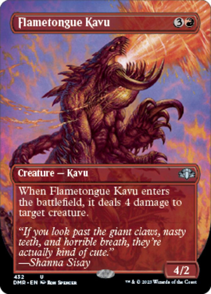 Flametongue Kavu (Borderless Alternate Art) [Dominaria Remastered] | Gate City Games LLC