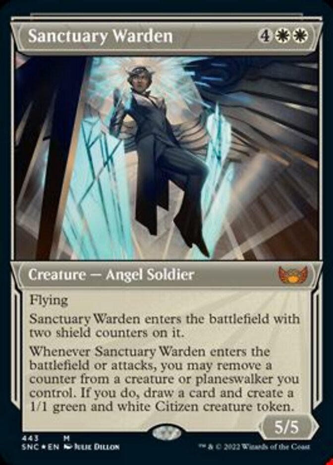 Sanctuary Warden (Showcase Art Deco Foil Etched) [Streets of New Capenna] | Gate City Games LLC