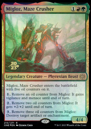 Migloz, Maze Crusher [Phyrexia: All Will Be One Prerelease Promos] | Gate City Games LLC