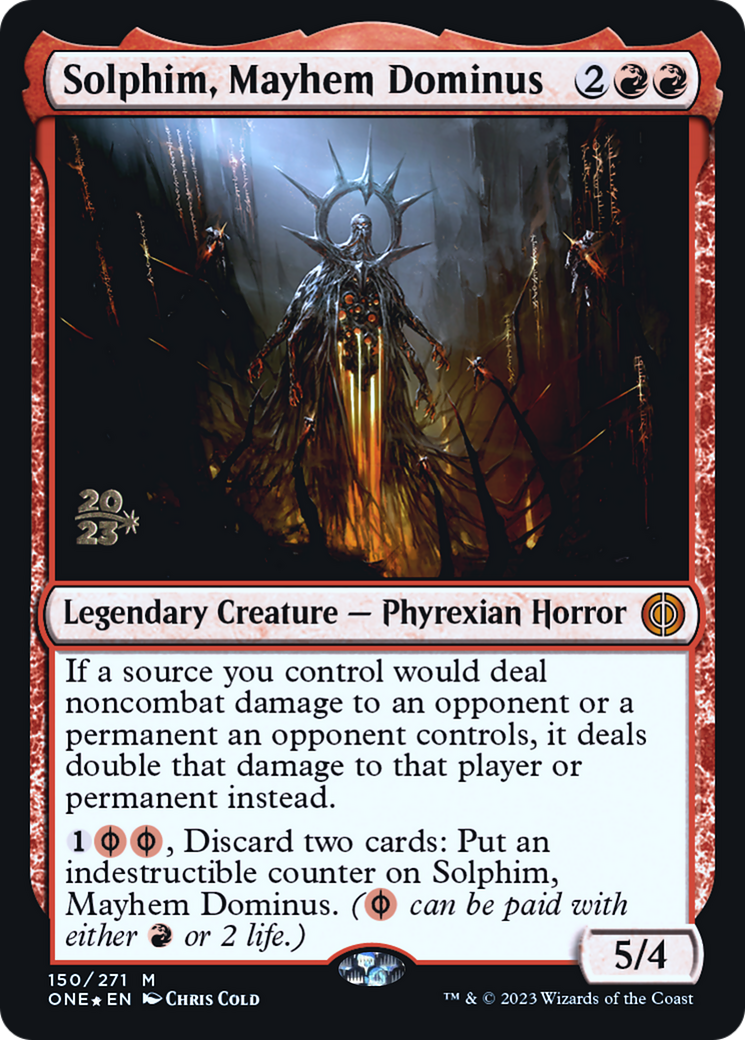 Solphim, Mayhem Dominus [Phyrexia: All Will Be One Prerelease Promos] | Gate City Games LLC