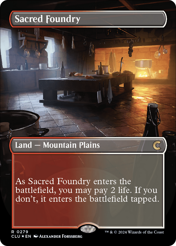 Sacred Foundry (Borderless) [Ravnica: Clue Edition] | Gate City Games LLC