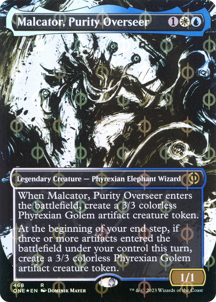 Malcator, Purity Overseer (Borderless Ichor Step-and-Compleat Foil) [Phyrexia: All Will Be One] | Gate City Games LLC