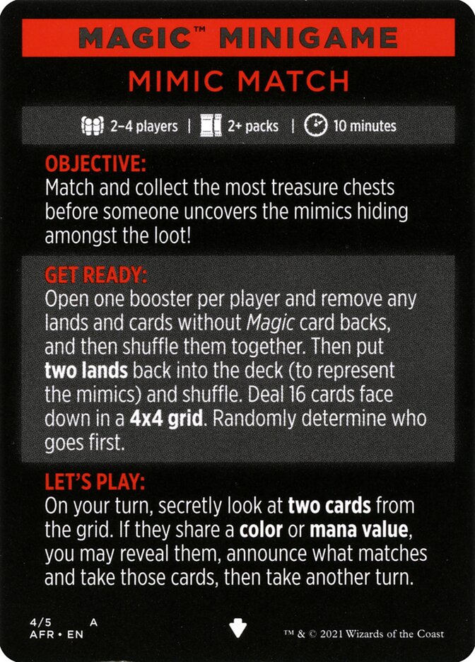 Mimic Match (Magic Minigame) [Dungeons & Dragons: Adventures in the Forgotten Realms Minigame] | Gate City Games LLC